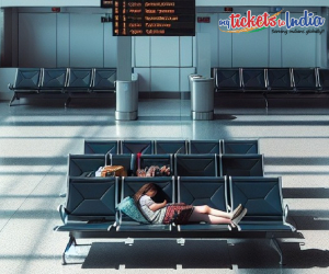 women sleeping at airport