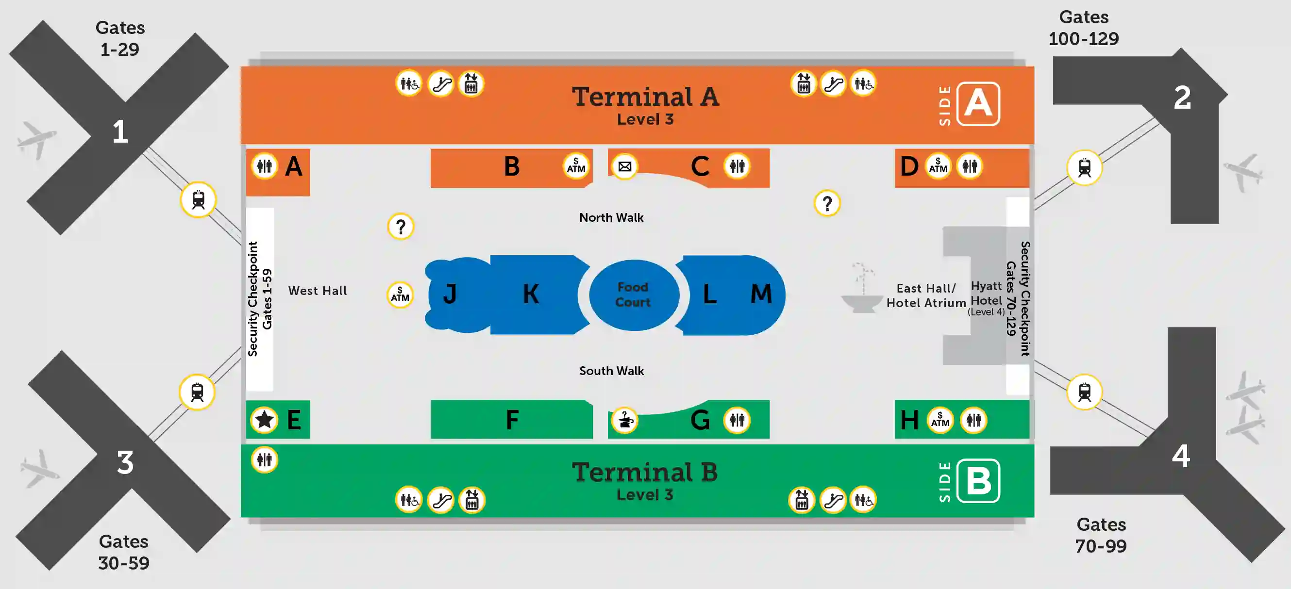 orlando airport food court_Terminal_ABC Map